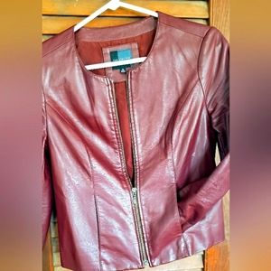 Womens maroon faux jacket XS